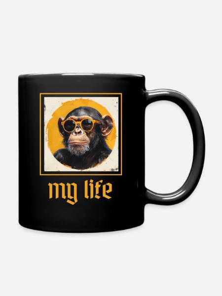 Affe Sonnenbrille Cool - Tasse einfarbig - Schwarz