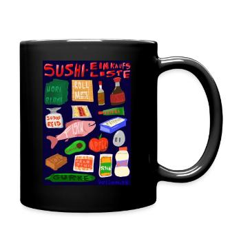Sushi Einkaufsliste - Tasse einfarbig - Schwarz - Rechts