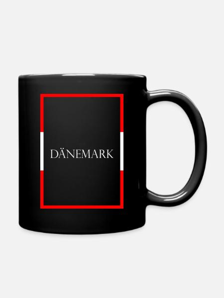 Dänemark Danmark, Statement Schriftzug mit Fahne - Tasse einfarbig - Schwarz