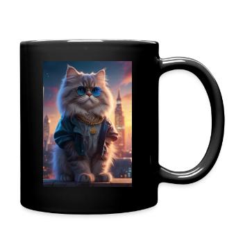 Rapper Cat - Tasse einfarbig - Schwarz - Rechts