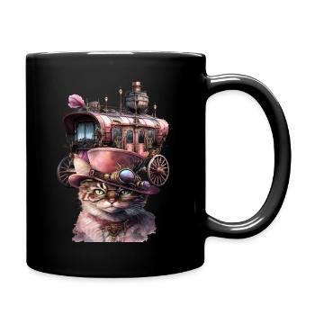 Steampunk-Motiv - Tasse einfarbig - Schwarz - Rechts