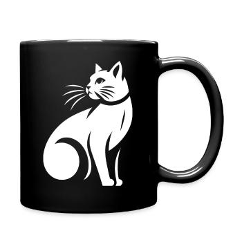 White cat - Full Colour Mug - black - Right