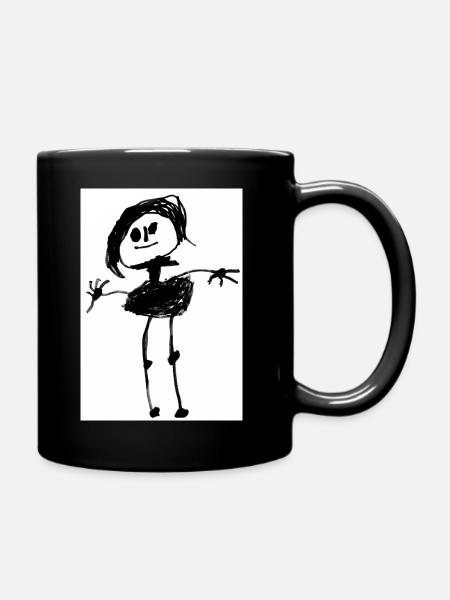 kinder zeichnung - Tasse einfarbig - Schwarz