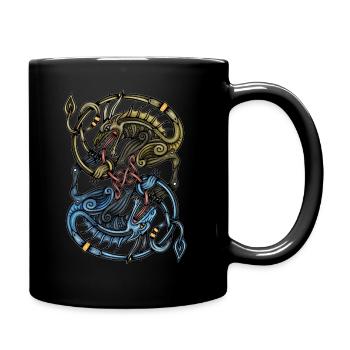 Wikinger Drachen - Tasse einfarbig - Schwarz - Rechts