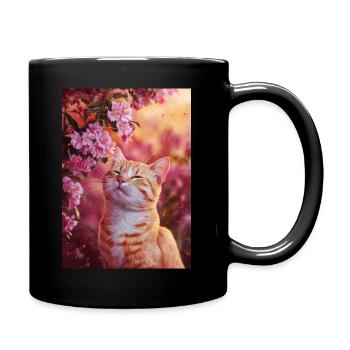 Chat Chats Amoureux Chaton Animal Fleur - Mug uni - noir - Droite