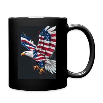 Eagle Animal Eagle Bald Eagle United States Flag America - Full Colour Mug - black - Right
