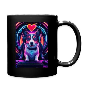 Dog Dogs Pet Funny Gaming Dogs - Full Colour Mug - black - Right