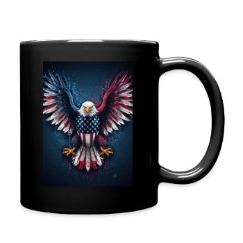 Eagle Animal Eagle Bald Eagle America United States Flag - Full Colour Mug - black - Right