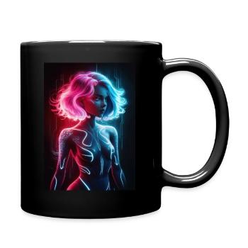 Gamer Gaming Videospiele Controller Girl Neon - Tasse einfarbig - Schwarz - Rechts