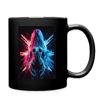 Gamer Gaming Videospiele Controller Neon Girl - Tasse einfarbig - Schwarz - Rechts