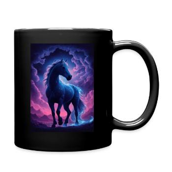 Pferd Pferde Reiten Pferdereiten Horses Galaxy - Tasse einfarbig - Schwarz - Rechts