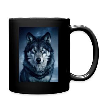 Wolf Wölfe Tier Jaulen Husky Dog Galaxy Stars - Tasse einfarbig - Schwarz - Rechts