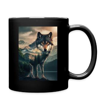 Wolf Wölfe Tier Jaulen Forest Husky Dog - Tasse einfarbig - Schwarz - Rechts