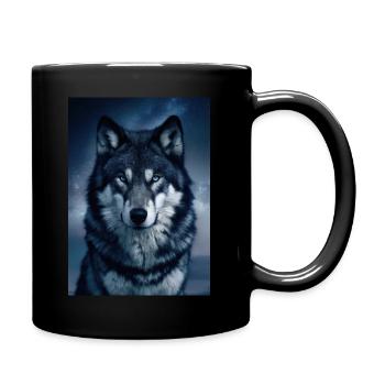 Wolf Wölfe Tier Jaulen Husky Dog Galaxy - Tasse einfarbig - Schwarz - Rechts