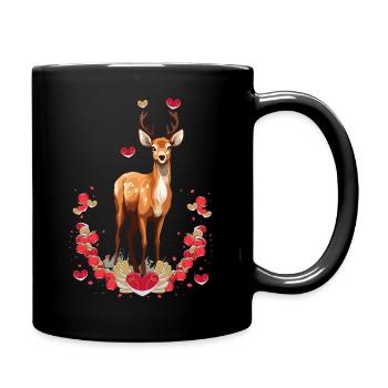 Reh Tracht Hirsch Rosen Blumen Wiese Alm - Tasse einfarbig - Schwarz - Rechts