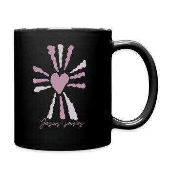 Jesus saves - Tasse einfarbig - Schwarz - Rechts