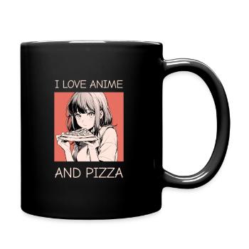 I Love Anime and Pizza - Manga Style - Full Colour Mug - black - Right