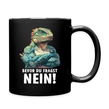 Green Iguana Reptiles Before You Ask No - Full Colour Mug - black - Right