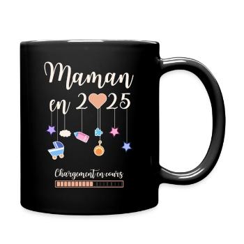 Maman en 2025 annonce grossesse femme enceinte - Mug uni - noir - Droite