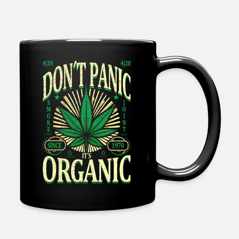 Pas de panique, c’est bio Retro Cannabis Leaf 1970 - Mug uni - noir