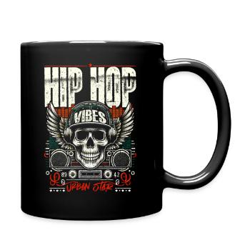 Vintage Skull & Recording Console Hip Hop Vibes - Full Colour Mug - black - Right
