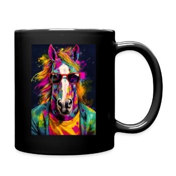 portait de cheval pop art - Mug uni - noir - Droite