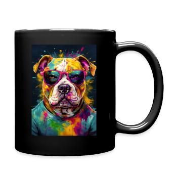portrait de bull dog pop art - Mug uni - noir - Droite