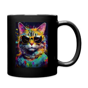 Portrait de chat pop art - Mug uni - noir - Droite