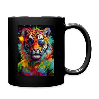 tigre pop at coloré - Mug uni - noir - Droite