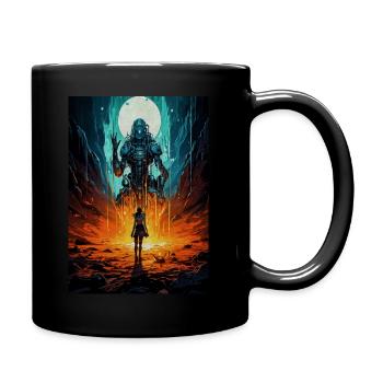 Sci-Fi-Szene mit einem Roboter - Tasse einfarbig - Schwarz - Rechts