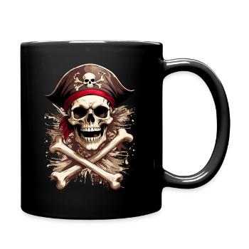 Pirate tête de mort skull Jolly Roger - Full Colour Mug - black - Right