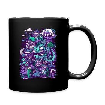 Kreatives Chaos in Lila - Tasse einfarbig - Schwarz - Rechts