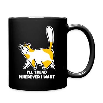 Ich trete hin, wohin ich will, süße Katze - Tasse einfarbig - Schwarz - Rechts