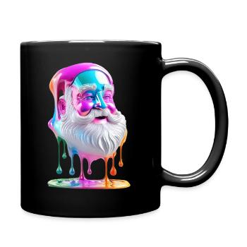 08 Weihnachtsmann Kopf flussige Farben Farbtropfen - Tasse einfarbig - Schwarz - Rechts