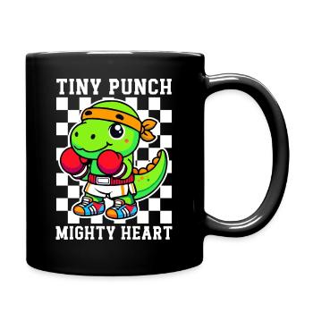 Tiny Punch Mighty Heart Dino Boxer Trex - Full Colour Mug - black - Right