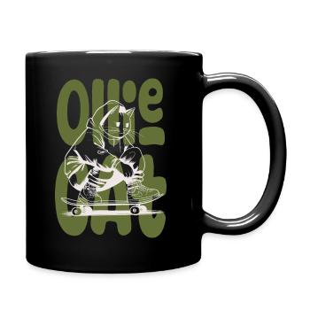 Oolie cat is the cat that skates cool - Full Colour Mug - black - Right