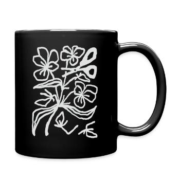 Blume Schere Schnitt - Tasse einfarbig - Schwarz - Rechts