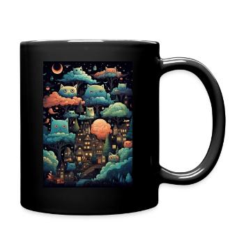 Nacht-Katzenheim - Tasse einfarbig - Schwarz - Rechts