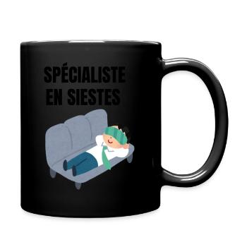 Spezialist für Nickerchen - Tasse einfarbig - Schwarz - Rechts