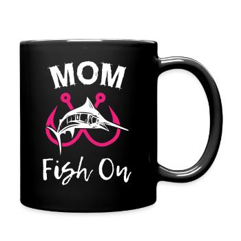Maman Poisson À La Pêche - Mug uni - noir - Droite