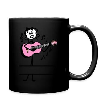 Banderole de texte guitare fille rose - Mug uni - noir - Droite
