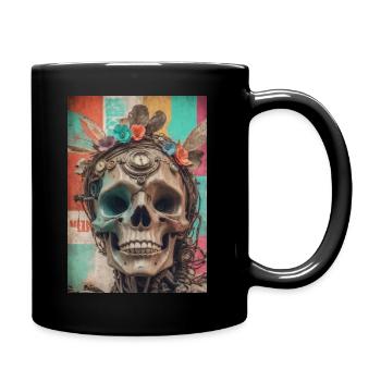 Color Skull 70´s - Tasse einfarbig - Schwarz - Rechts