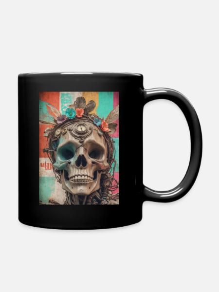 Color Skull 70´s - Tasse einfarbig - Schwarz