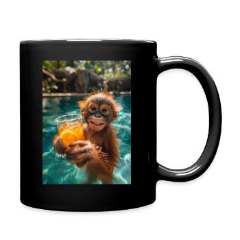 Orangutan Happy Hour - Full Colour Mug - black - Right