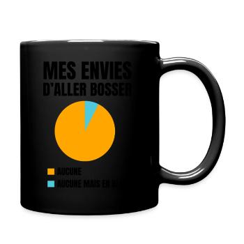 mes envies d'aller bosser - Mug uni - noir - Droite