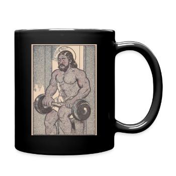 Vintage Muscle Man Jesus Gym - Full Colour Mug - black - Right