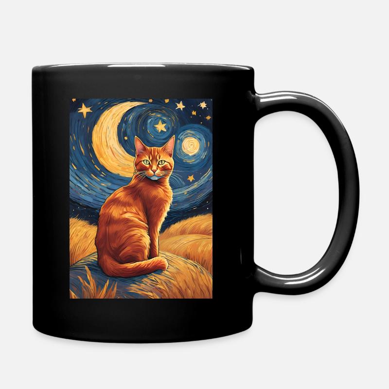 Katze Gemälde rote schwarze Cat - Tasse einfarbig - Schwarz