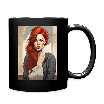 Schöne Frau Redhead Rote Haare - Tasse einfarbig - Schwarz - Rechts