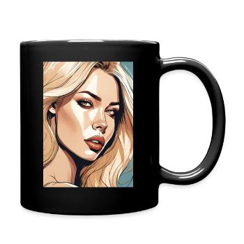 Blonde beautiful woman blonde - Full Colour Mug - black - Right