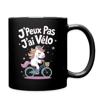 J'peux pas j'ai vélo - Mug uni - noir - Droite